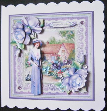 Lady in Cottage Garden 8x8 Mini Kit & Decoupage by Davina Rundle