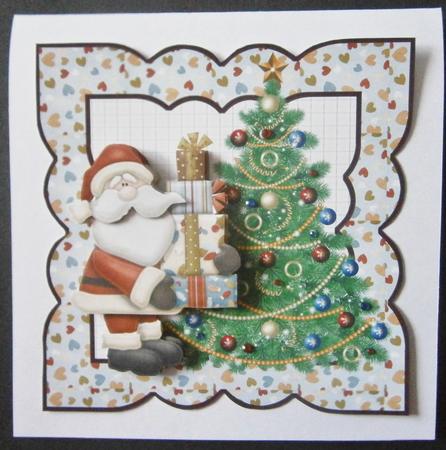 Santa's Christmas Tree Card with Decoupage by Davina Rundle
