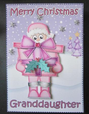 Xmas Granddaughter Santa 5x7 3D Decoupage by Davina Rundle