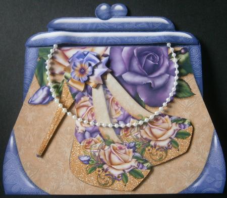 Handbag Shape Card Lilac Rose by Davina Rundle
