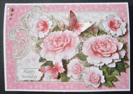 Pink Roses Card Topper & Decoupage by Davina Rundle