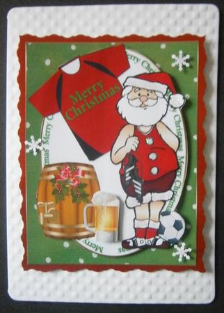 Santa Love Football and a Pint Quick Card by Davina Rundle