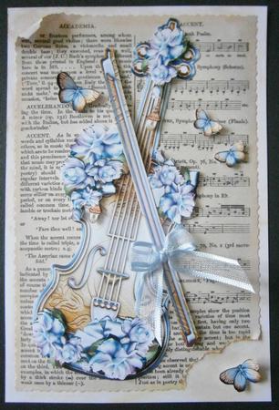 Vintage Blue Rose Violin by Davina Rundle