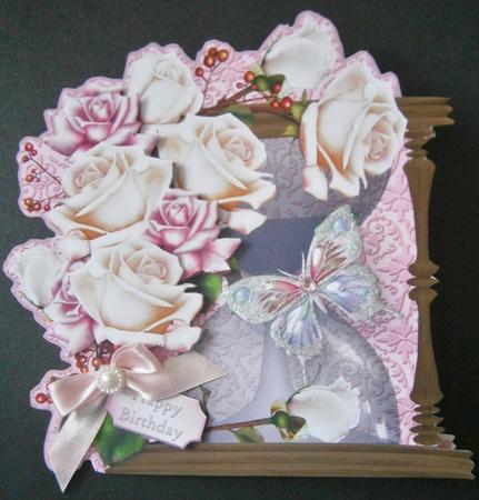 Hourglass Card with Soft Pink Roses Mini Kit by Davina Rundle