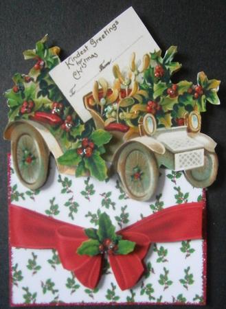 Vintage Car with Holly Over the Edge Crd by Davina Rundle