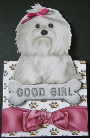 Cute Westie with Bow Over the Edge Card by Davina Rundle