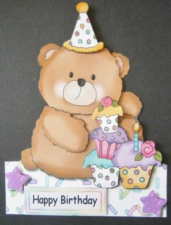 Cute Big Brown Bear with Cake Over the Edge by Davina Rundle