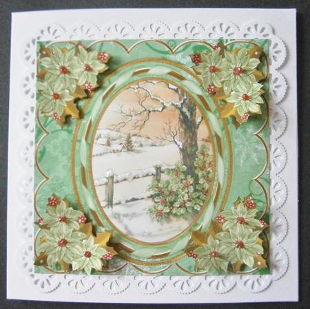 Winter Tale 7in Oval Ribbon Decoupage Topper Sheet by Davina Rundle