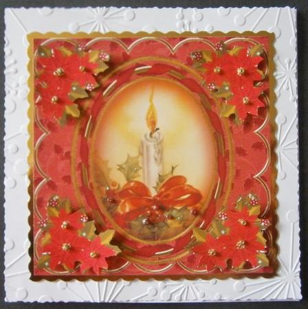 Single Red Candle 7in Oval Ribbon Decoupage Topper Sheet by Davina Rundle