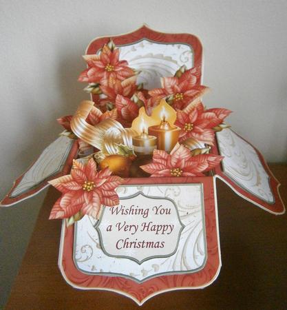 Christmas Baubles & Poinsettia Pop Up Box Card 7.5" by Davina Rundle