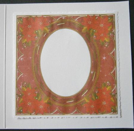 Red Poinsettia Dred 7in Ribbon Oval Insert Panel by Davina Rundle