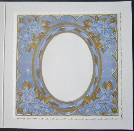 Blue Poinsettia Blue 7in Ribbon Oval Insert Panel by Davina Rundle