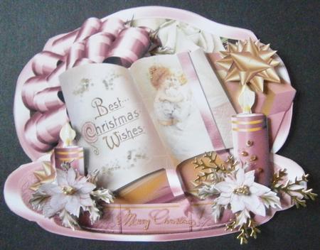 Christmas Gift Book with Soft Rose Poinsettias by Davina Rundle
