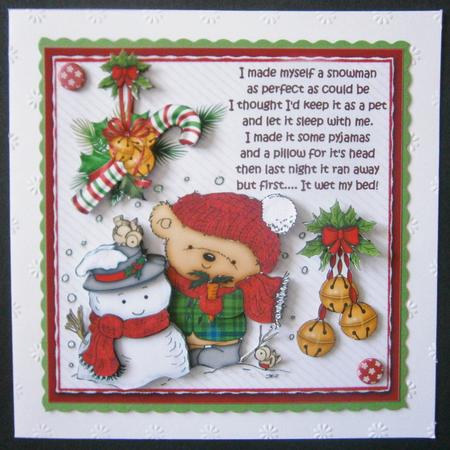 8x8 Ted Made a Snowman with Verse Mini Kit by Davina Rundle