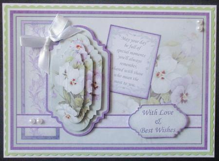 Vintage Lilac Pansies Card Topper & Pyramage by Davina Rundle