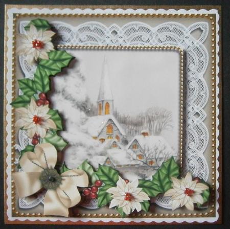 Ice Church Cream Poinsettia 3D Decoupage Step by Step Sheet by Davina Rundle