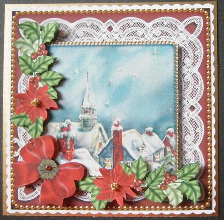 Rooftops Red Poinsettia 3D Decoupage Step by Step by Davina Rundle