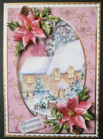 Watercolour Cottages with Poinsettias by Davina Rundle