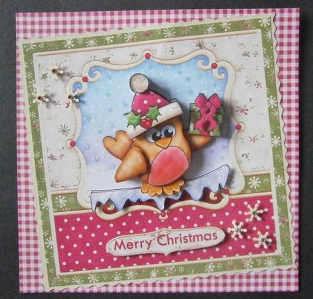 Christmas Robin with Gift Card Topper & Decoupage by Davina Rundle