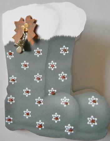 Black Santa Shaped Boot Card by Davina Rundle