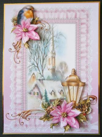 Christmas Church Scene Pink by Davina Rundle