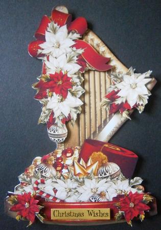 Christmas Harp with Gifts and Poinsettias by Davina Rundle