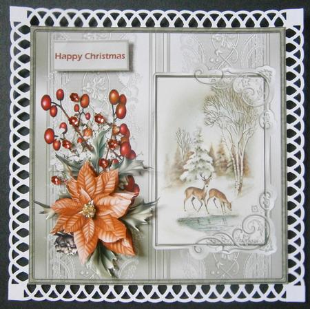 Reindeer Drinking Water Card with Decoupage by Davina Rundle