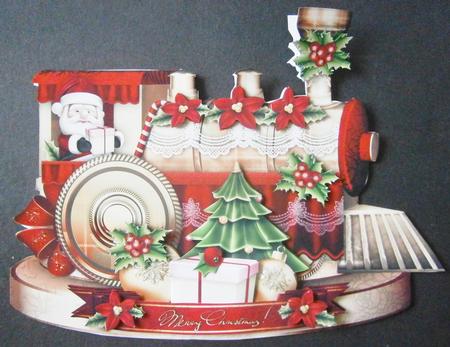 Christmas Gift Train with Little Red Poinsettias by Davina Rundle