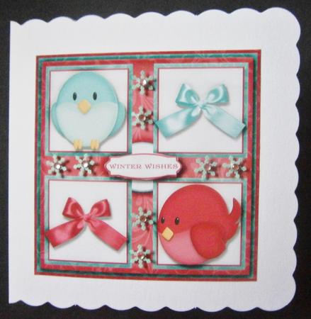 7.5 x 7.5 Card Topper Christmas Birds by Davina Rundle
