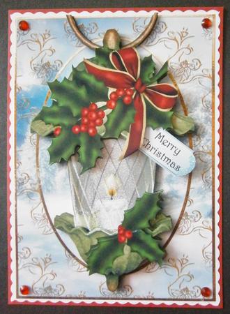 Beautiful Christmas Lantern - Holly & Berries by Davina Rundle