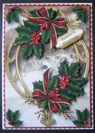 Holly & Berries on Golden Frame by Davina Rundle