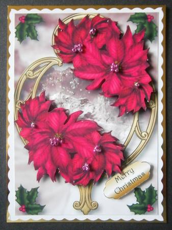 Hot Pink Poinsettias on Golden Frame by Davina Rundle