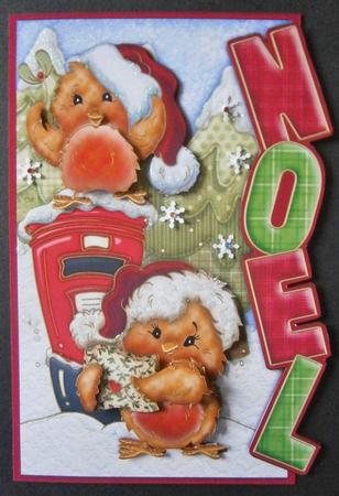 Christmas Robins Over the Side Noel by Davina Rundle