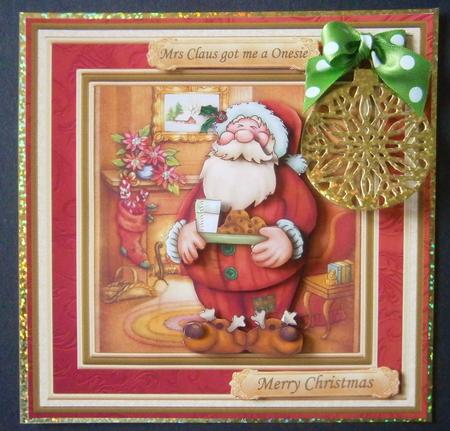 Santa in His Onesie Christmas Card Topper & Decoupage by Davina Rundle