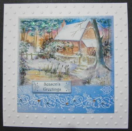 Watercolour Winter Woodland Cottage by Davina Rundle