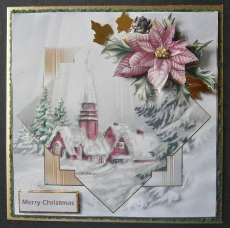 Vintage Christmas Church Card with Decoupage by Davina Rundle