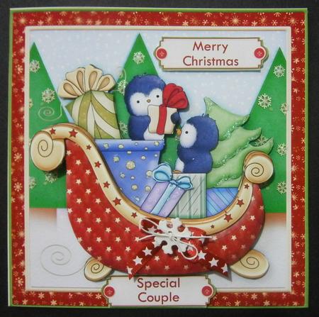 Penguin Sleigh 7x7 Christmas Mini Kit & Decoupage by Davina Rundle