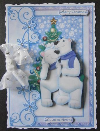 Polar Bear Family Christmas Card Topper & Decoupage by Davina Rundle