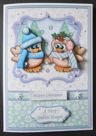 Christmas Robin Couple Card Topper & Decoupage by Davina Rundle