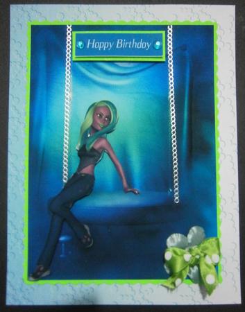 Blue Hues Monster Girl Card Topper by Davina Rundle