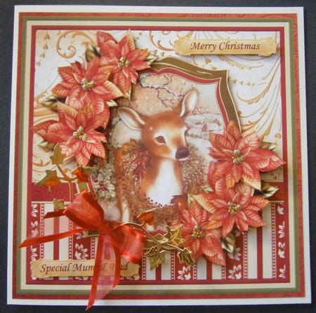 Christmas Fawn 8x8 Mini Kit with Decoupage by Davina Rundle