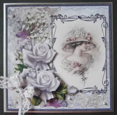 Lady in the Large Rose Hat Card by Davina Rundle