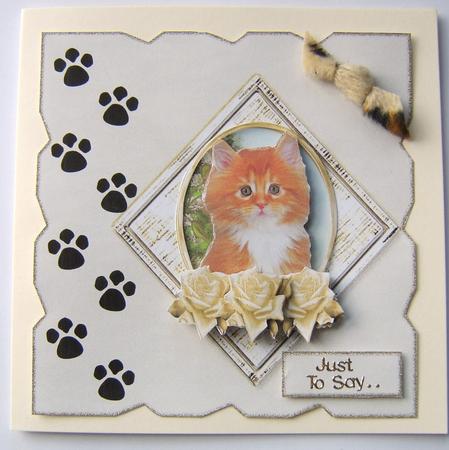 Paw Prints & Diamond Card Front/ Topper 4 by Davina Rundle