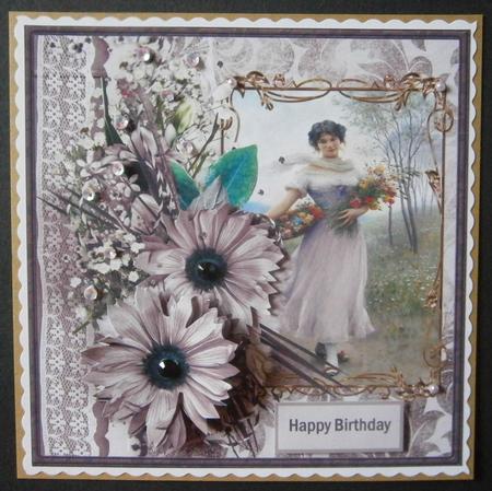 Picking Flowers Card with Decoupage by Davina Rundle