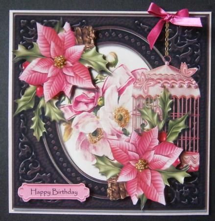 Pink Poinsettias Winter Birthday by Davina Rundle