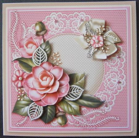 Pink Camellias 6in x 6in Decoupage by Davina Rundle
