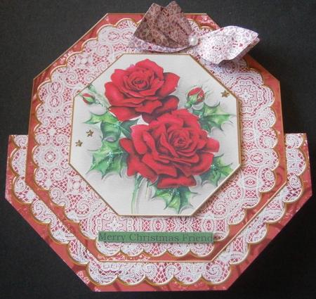 Christmas Red Roses Deco Stand-up Large Card Mini Kit by Davina Rundle
