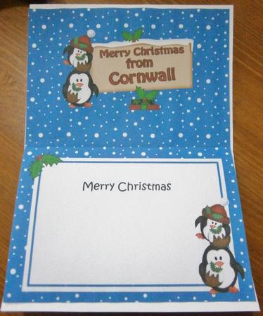 Xmas from Cornwall Penguins Signpost 5x7 Insert by Davina Rundle