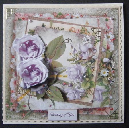 Mauve Rose Card with Decoupage by Davina Rundle