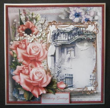 Roses and Doves Card with Decoupage by Davina Rundle